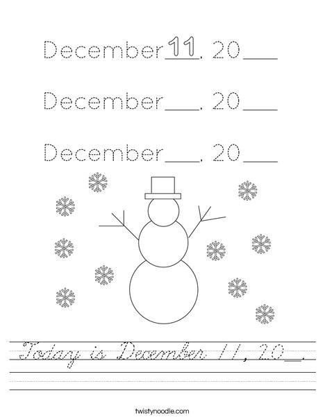 Today is December 11, 20__. Worksheet