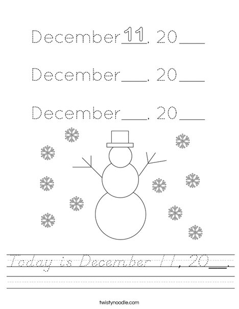 Today is December 11, 20__. Worksheet