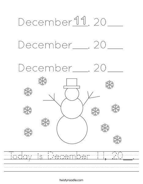 Today is December 11, 20__. Worksheet