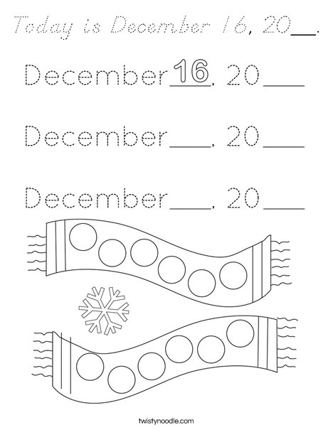 Today is December 16, 20__. Coloring Page