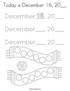 Today is December 16, 20__ Coloring Page