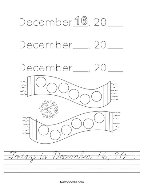Today is December 16, 20__. Worksheet