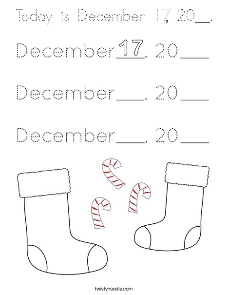 Today is December 17, 20__. Coloring Page