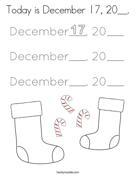 Today is December 17, 20__. Coloring Page
