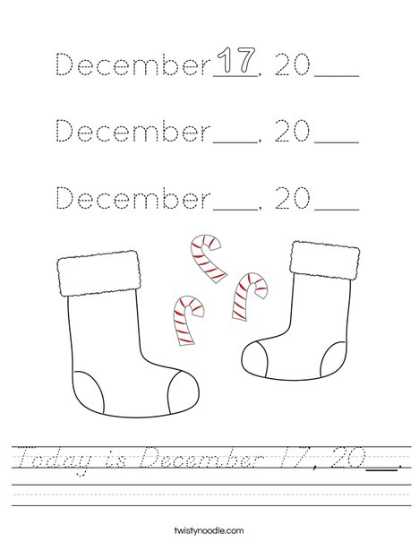 Today is December 17, 20__. Worksheet