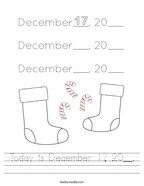 Today is December 17, 20__ Handwriting Sheet