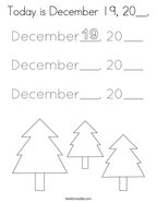 Today is December 19, 20__ Coloring Page