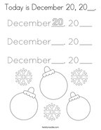 Today is December 20, 20__ Coloring Page