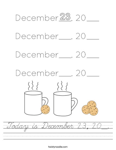 Today is December 23, 20__. Worksheet