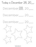 Today is December 28, 20__ Coloring Page