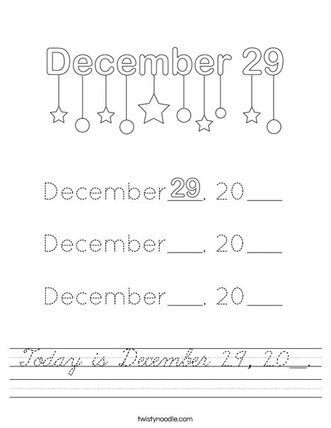 Today is December 29, 20__. Worksheet