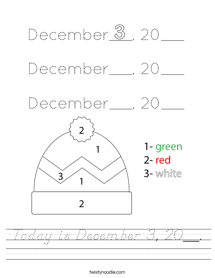 Today is December 3, 20__. Worksheet