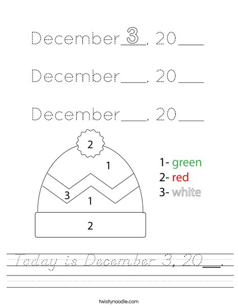 Today is December 3, 20__. Worksheet