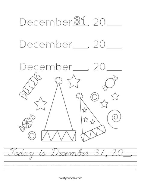 Today is December 31, 20__. Worksheet
