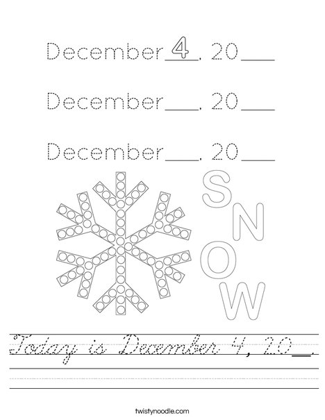 Today is December 4, 20__. Worksheet