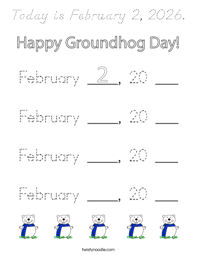 Today is February 2, 2026. Coloring Page