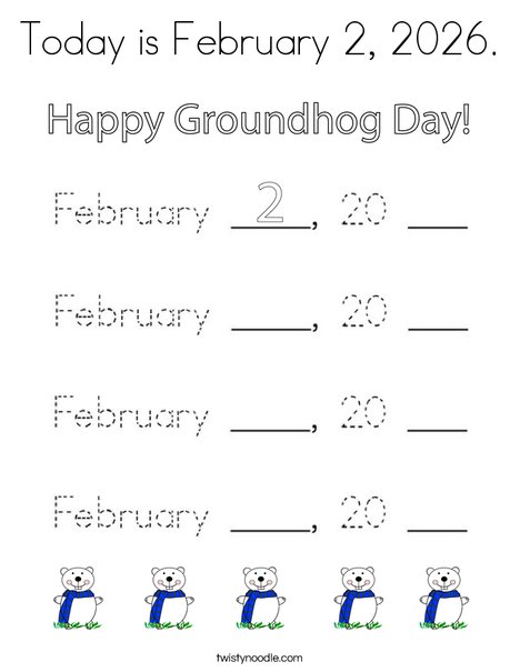 Today is February 2, 2020 Coloring Page