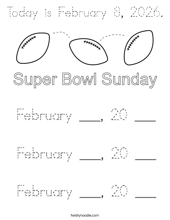 Today is February 8, 2026. Coloring Page