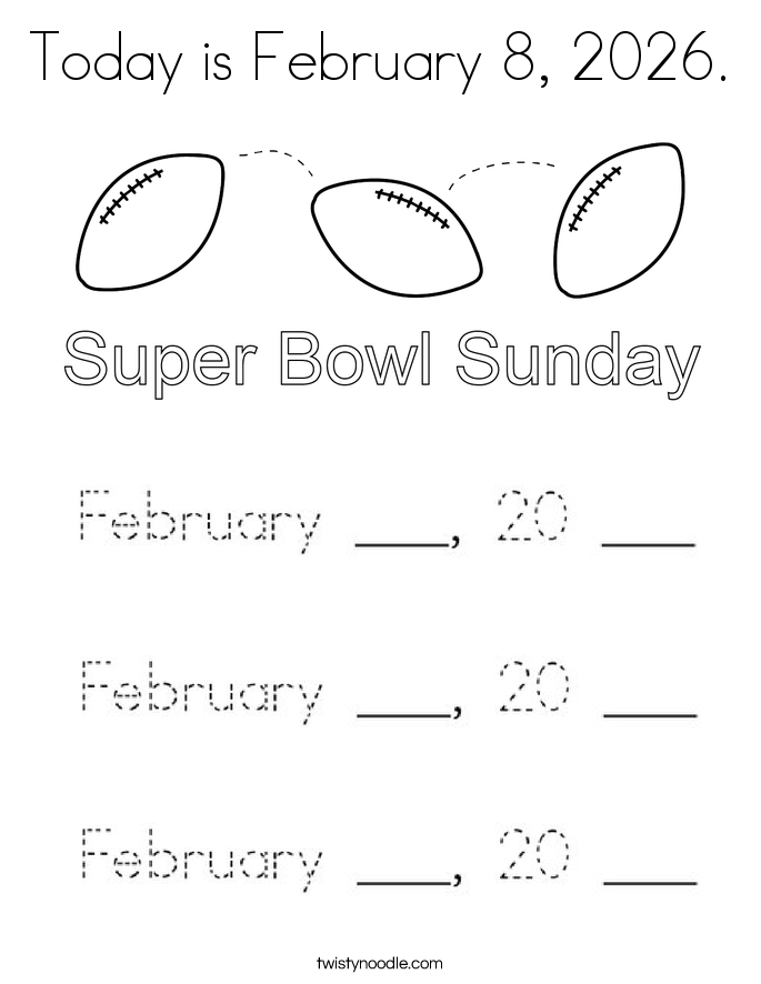 Today is February 8, 2026. Coloring Page