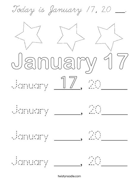 Today is January 17, 20 ___. Coloring Page