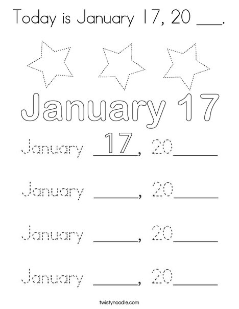 Today is January 17, 20 ___. Coloring Page