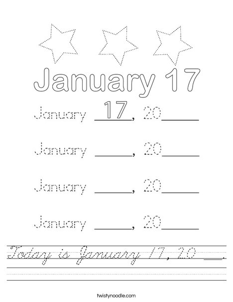 Today is January 17, 20 ___. Worksheet