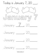 Today is January 7, 20 ___ Coloring Page