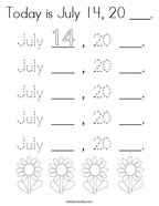 Today is July 14, 20 ___ Coloring Page