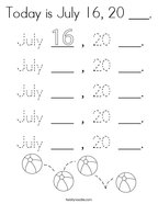 Today is July 16, 20 ___ Coloring Page