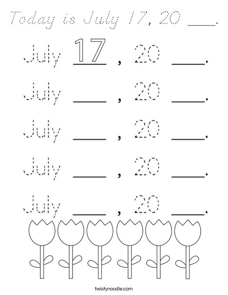 Today is July 17, 20 ___. Coloring Page