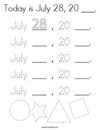 Today is July 28, 20 ___ Coloring Page