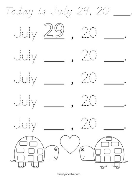 Today is July 29, 20 ___. Coloring Page