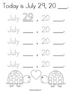 Today is July 29, 20 ___ Coloring Page