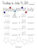 Today is July 4, 20 ___ Coloring Page
