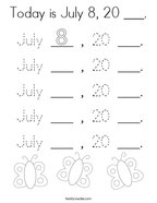Today is July 8, 20 ___ Coloring Page