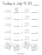 Today is July 9, 20 ___ Coloring Page
