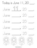 Today is June 11, 20 ___ Coloring Page