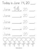 Today is June 14, 20 ___ Coloring Page
