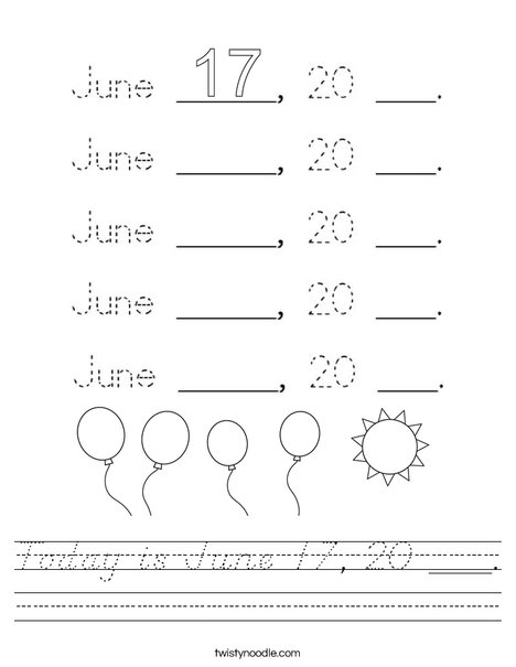 Today is June 18, 20 ___. Worksheet