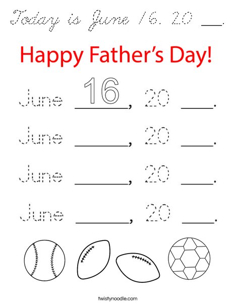 Today is June 18, 20 ___. Coloring Page
