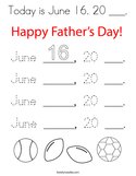 Today is June 16 20 ___ Coloring Page