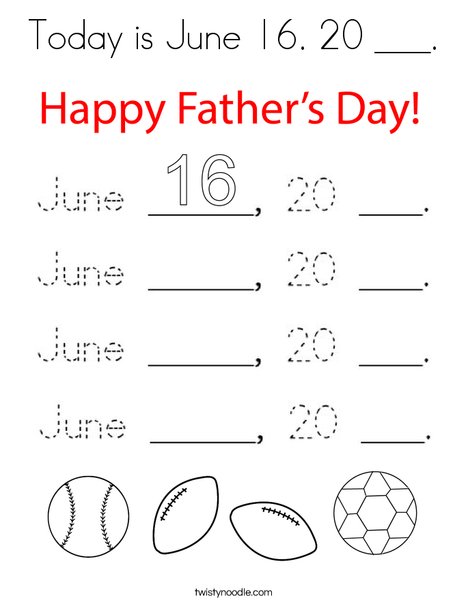 Today is June 18, 20 ___. Coloring Page