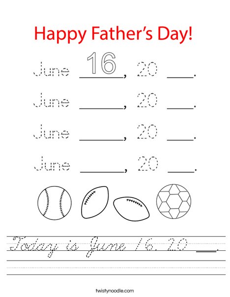 Today is June 18, 20 ___. Worksheet