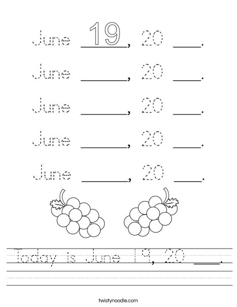 Today is June 19, 20 ___. Worksheet