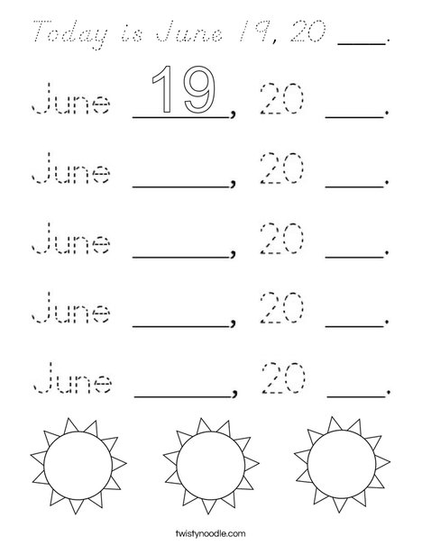 Today is June 21, 20 ___. Coloring Page