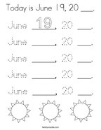 Today is June 19, 20 ___ Coloring Page