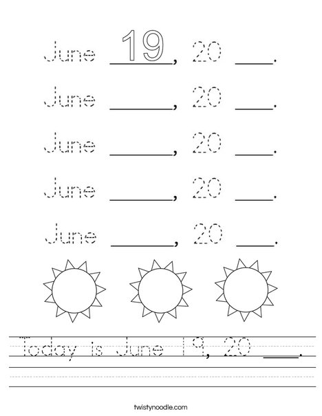 Today is June 21, 20 ___. Worksheet
