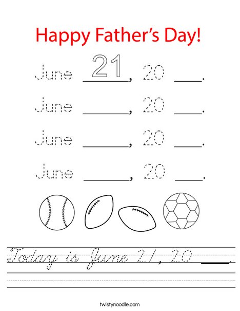 Today is June 21, 20 ____. Worksheet