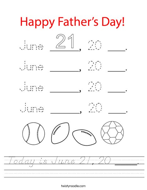 Today is June 21, 20 ____. Worksheet
