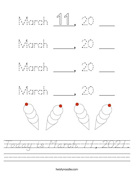 Today is March 11, 2020. Worksheet